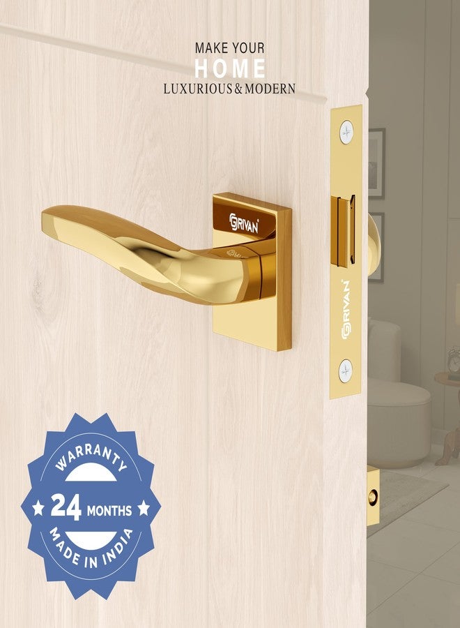 GRIVAN Ultra-Durable Brass Bathroom Door Handle Lock with Keyless Baby Latch for Bedroom/Balcony/Office (Gold Finish) - Image 2